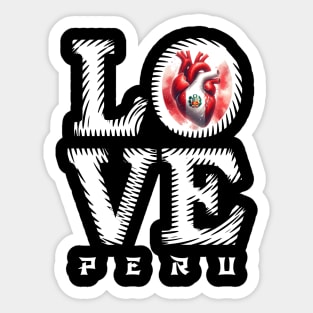 I Love Peru Heart Flag Sticker